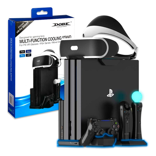 Base 3 En 1 Cargador, Stand Ventilador Para Ps4 Dobe Tp4-888