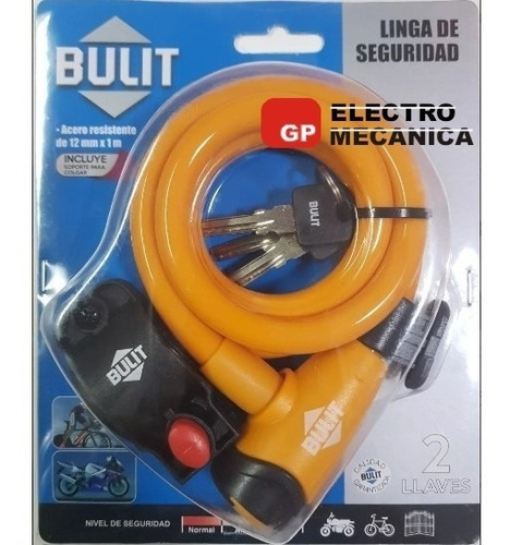 Imagen 2 de 5 de Linga Acero Seguridad Bulit 12 Mm X 1 Metro 2 Llaves Soporte