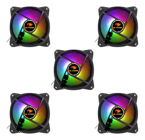 Kit 5 Fan Gamer Led Multicolor Rgb 120x120mm