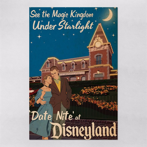 Poster 40x60cm Filmes Disney Retro Date Nite