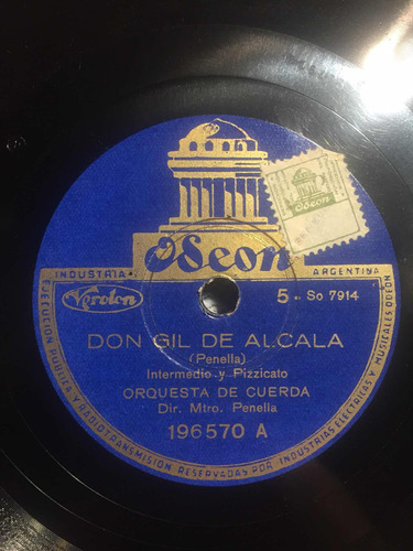 Disco De Pasta 78 Rpm Odeon 196570 Orquesta De Cuerda