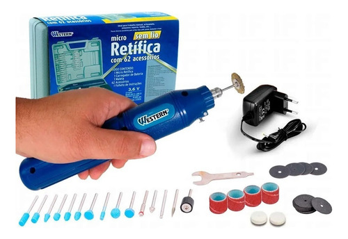 Micro retífica Western Profissional a bateria - com 62 acessorios - Eda R-60