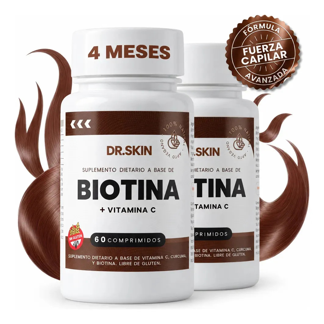 Biotina Capilar 120 Comprimidos Dr Skin | 60 Días | Suplemento Para Caída Del Cabello Y Uñas Quebradizas | Fortalece Pelo, Mejora Piel Y Estimula El Crecimiento Capilar Natural Anticaída