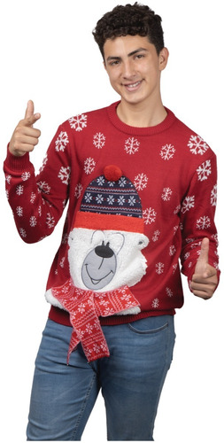  Suéter Navideño Couple Uggly Sweater Oso Polar Rojo