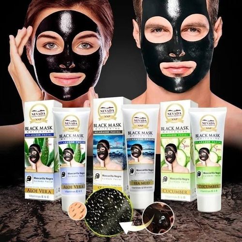 Mascarillas Negra Black Mask Nevada Pepino Aloe Vera  Barro 