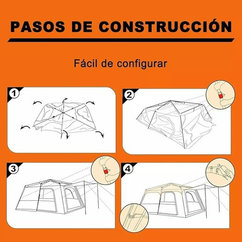 Carpa 12 Personas Impermeable Con Doble Capa Y Ventilación
