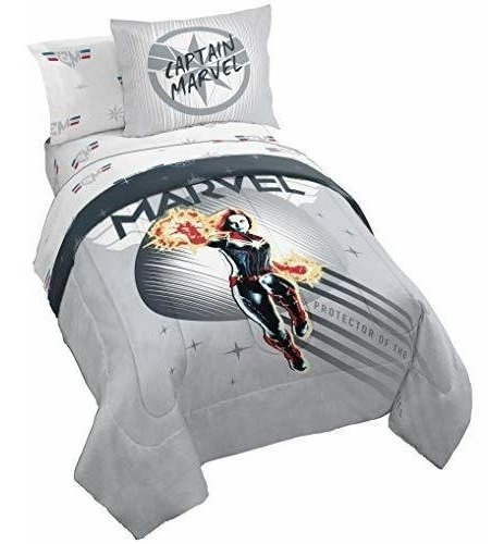 Jay Franco Captain Marvel Cool Energy Juego De Cama Con Dos 