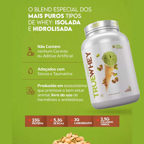 True Whey Isolado E Hidrolisado Pistache 837g True Source