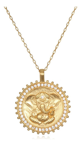 Satya Jewelry Collar Con Colgante De Ganesha De Oro Y Topaci