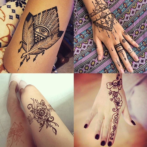 Temporary Tattoos Kit, 6pcs Semi Permanent Tattoo Paste Cone