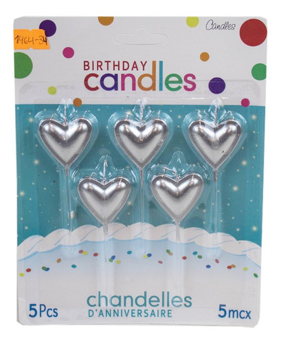 Imagen 2 de 3 de Vela De Corazón 5 Unidades - Varios Colores