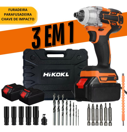 Parafusadeira Chave De Impacto 21v Com Maleta 2 Baterias