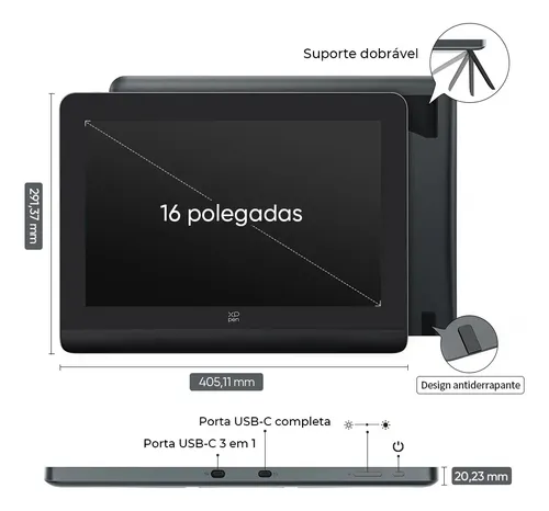 XPPen Artist Pro 16 (Gen 2) Mesa Digitalizadora com tela de 16