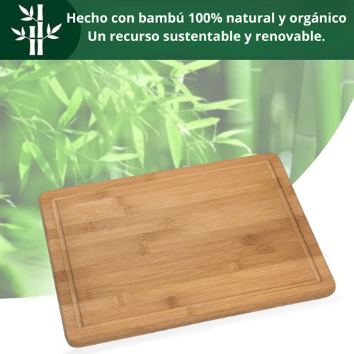 Set X6 Platos Madera Bambú Rectangular Tablas Picar Filula Bambú 25x20 Cm