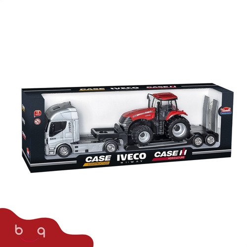 Imagem 2 de 10 de Kit Brinquedo Caminhão Iveco Plataforma + Trator Case