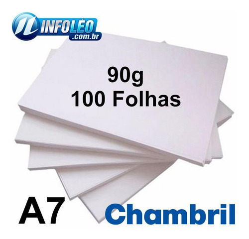 Papel Offset Chambril 90 Gramas A7 Branco - 100 Folhas