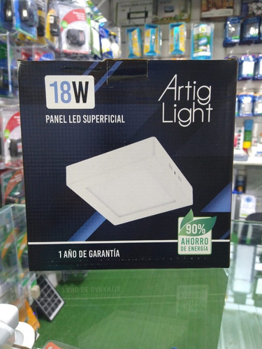 Panel Led Cuadrado Superficial Artig Light 18w 6500k Blanca