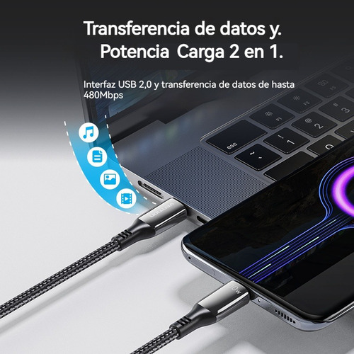 Cable Tipo C A Tipo C De 1.2m 5a De Carga Rápida Usb C