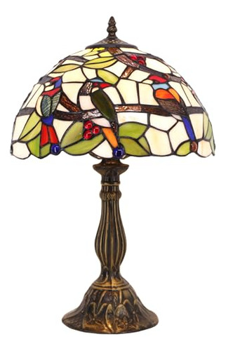 Lámpara De Mesa Tiffany Vidrio De Colores Mixtos Doble...