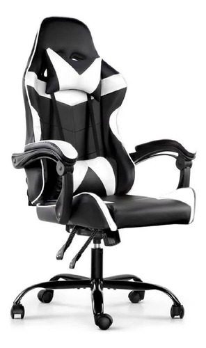 Silla Gamer Consola Ergonómica Reclinable Respaldo Alto Color Blanco Material del tapizado Cuero sintético