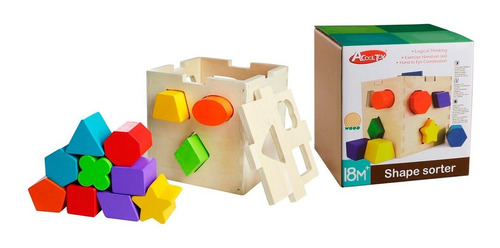 Imagen 5 de 8 de Acool Caja Inteligente Madera Figuras Encastre Ac7662 Full