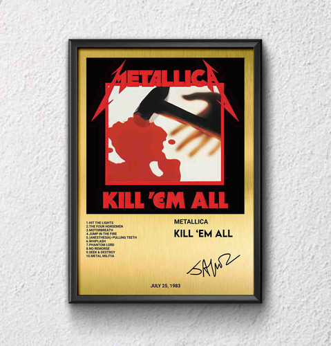 Cuadro Metallica Kill 'em All Madera & Vidrio (35x47)01