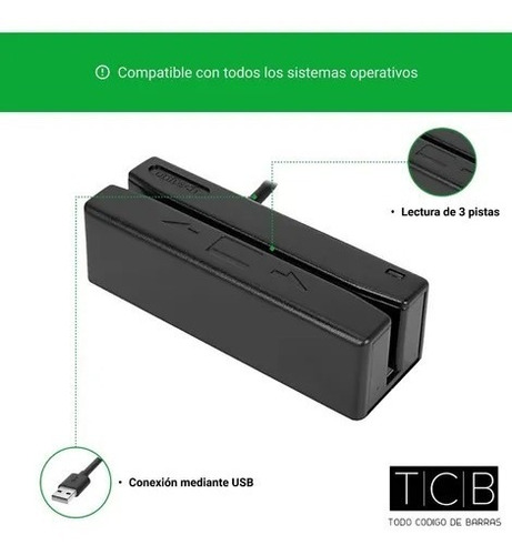 Imagen 2 de 4 de Lector De Tarjetas De Banda Magnetica Unitech Ms246 Usb