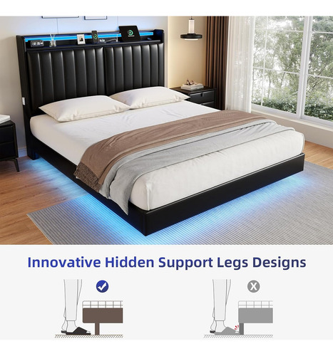 Base De Cama Jocoevol Matrinonial C/almacenamiento Y Luz Led