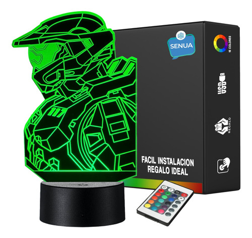 Lámpara De Noche 3d Led Master Chief Halo Holograma