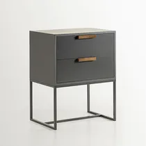 Comprar Mesa De Luz Marlin Studio Gris Para Dormitorio En Hierro Y Mdf Laqueado