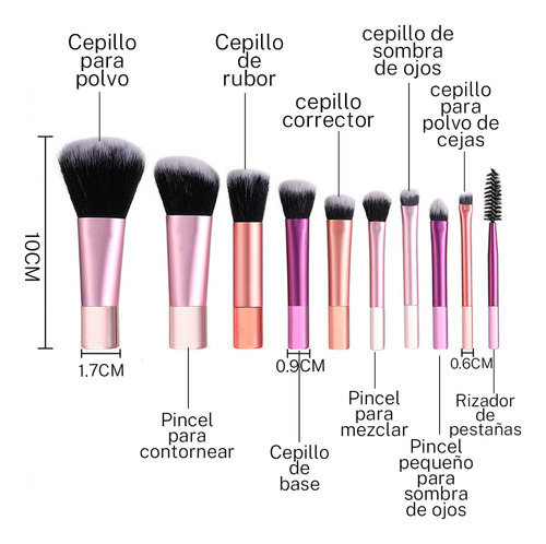 A Juego Mini Brochas Belleza10piezas Herramientas Belleza