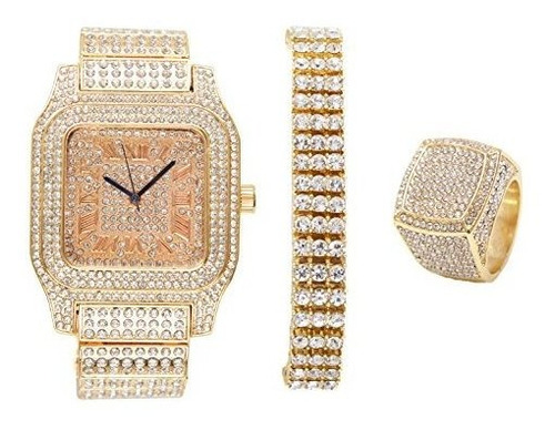 Reloj De Ra - Bling-ed Out Biggie Sq. Iced Hip Hop Watch Wit