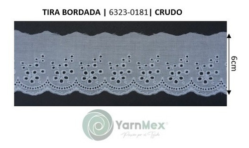 Tira Bordada 6323-0181 | Ancho 6cm | 13.71mts | Sin Plisar