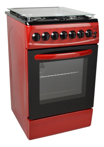 Cocina Delne TE 5631 R a gas/eléctrica 4 hornallas  roja 220V puerta con visor 46L