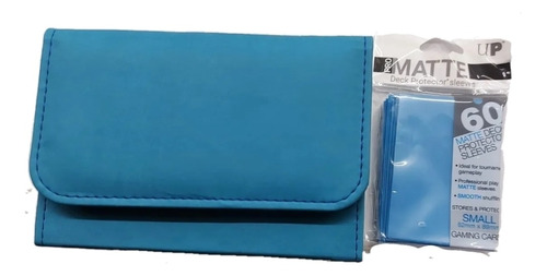 Porta Deck Azul Cielo P/300 Cartas + Paquete De Micas Yugioh