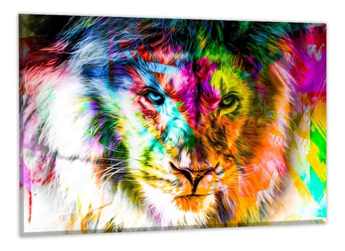 Canvas | Mega Cuadro Decorativo | Leon Abstracto | 140x90 Color Melena del leon