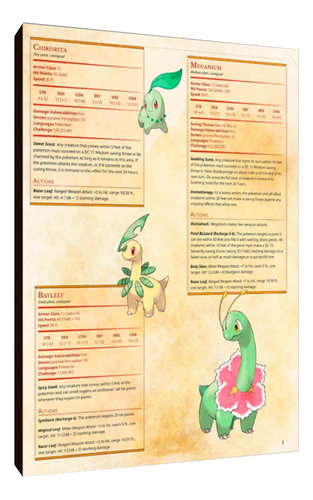 Cuadros Poster Pokemon Chikorita Evolucion 50x70 (bmm 1)