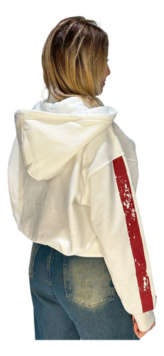 Buzo Hoodie Frisa Canguro Capucha Bordado Mujer Over Nuevo