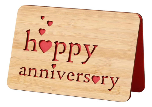 Tarjeta De Aniversario De Madera De Bambú Para Parejas,