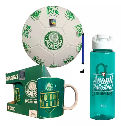 Kit Bola Caneca Squeeze Garrafa Futebol Palmeiras Oficial