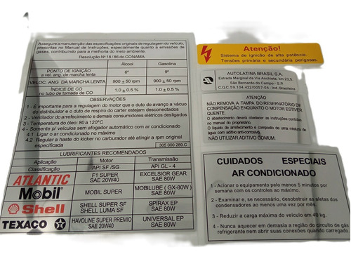 Adesivos Capo Parati Gls Cl Gl Ar Cond 91 92 Original