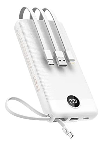 Power Bank Con Cables Integrados, Cargador Portátil De Gran 