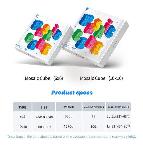 Cubos Mosaico Gan 10x10, 100 Piezas 3x3 Mini Cubos, Con