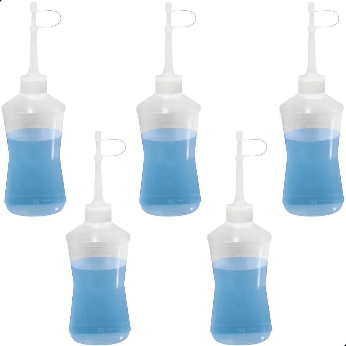 Kit Com 5 Almotolias Transparente Bico Reto Frasco De 250ml