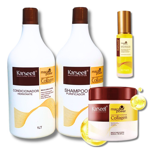 Kit Shampoo Condicionador Karseell Collagen + Máscara + Óleo