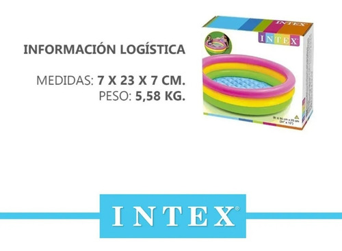 Pileta inflable redonda Intex 57412 de 114cm x 25cm 131L rosa y amarilla y verde