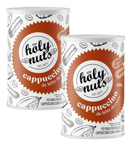 Cappuccino De Leite De Coco Holy Nuts Zero Açúcar Pó 120g 2u