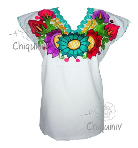 Blusa Bordada Artesanal Girasoles De Zinacantan Chiapas