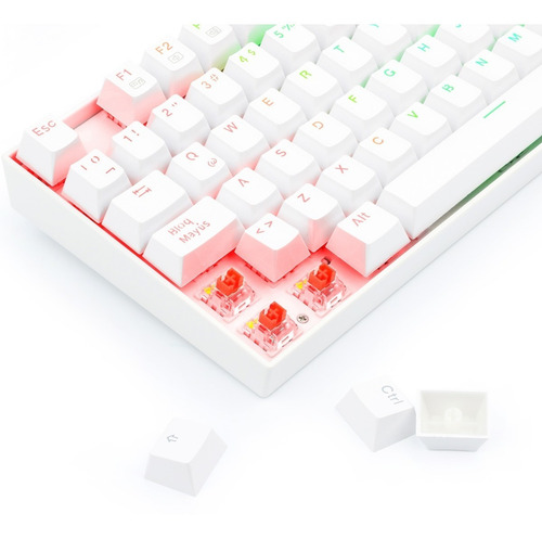 Teclado gamer Redragon Kumara K552 QWERTY Outemu Red español latinoamérica color blanco con luz RGB