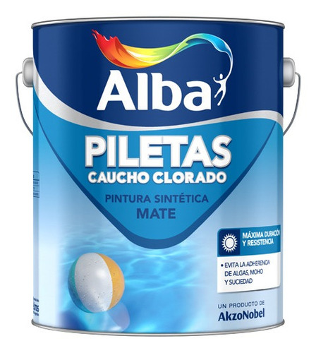 Pintura Para Piletas Al Caucho Alba X 4 Litros Acabado Mate Color Blanco